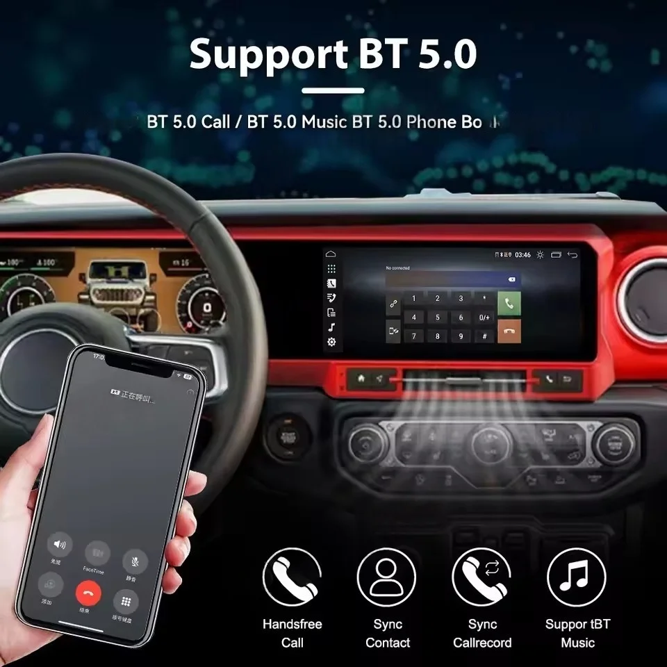 

12.3inch+12.3inch Android Dual Screen For Jeep Wrangler 2018-2022 Stereo GPS Carplay LCD Instrument Panel Car Radio Multimedia