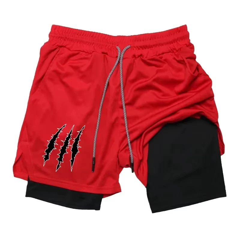 

Men's compression gym shorts,printed sports pants, double layered, quick drying, basketball, beach, muscle, fitness RL0661