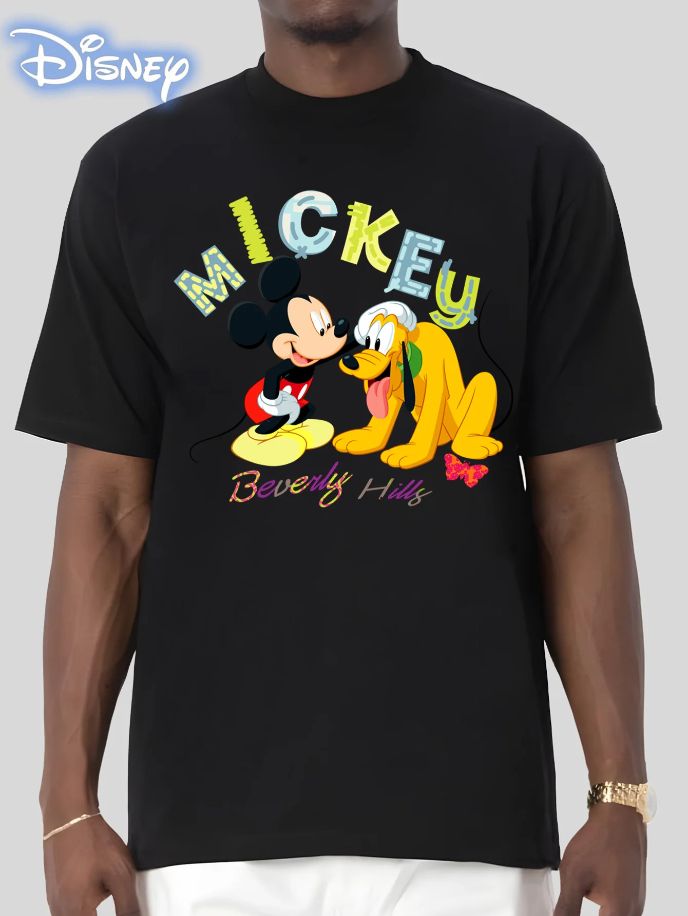 2025 جديد ديزني العصرية موضة الترفيه القطن الخالص تي شيرت ريترو شارع كلية نمط التنقل Y2k Harajuku للجنسين