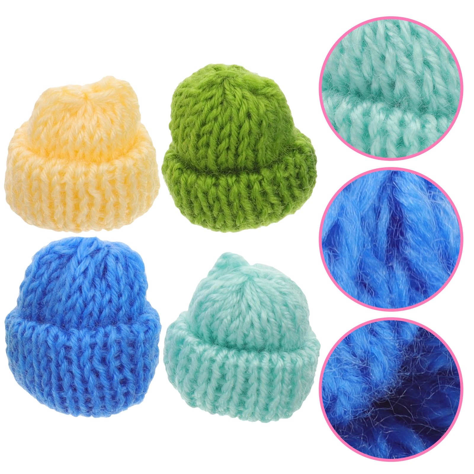 

20Pcs Mini Crochet Hats Decorations Knitting Yarn DIY Craft Supplies for Children Classroom Home Projects Mini Hat