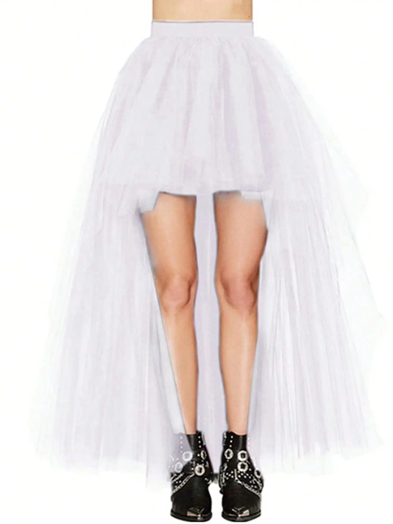 Women's Colorful Stylish Asymmetrical Tulle Skirt, Europe And America Design, Sexy Hem, Suitable For Daily Wear And Stage Perfo image 3