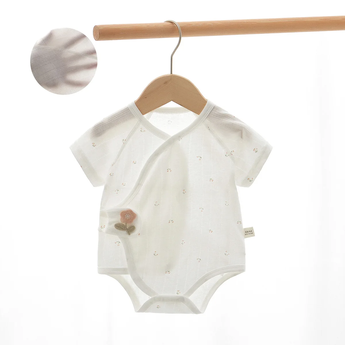 Newborn Baby Cotton Bodysuit Summer Floral Short Sleeve Thin Wrap Side One Pieces  Breathable Infant Clothes Jumpsuit