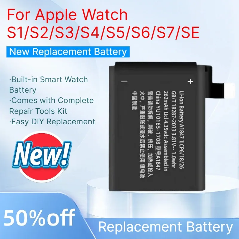 For Apple Watch Series Replacement Battery S1 S2 S3 S4 S5 S6 S7 SE iWatch Lithium Polymer Battery with Repair Tools Kit