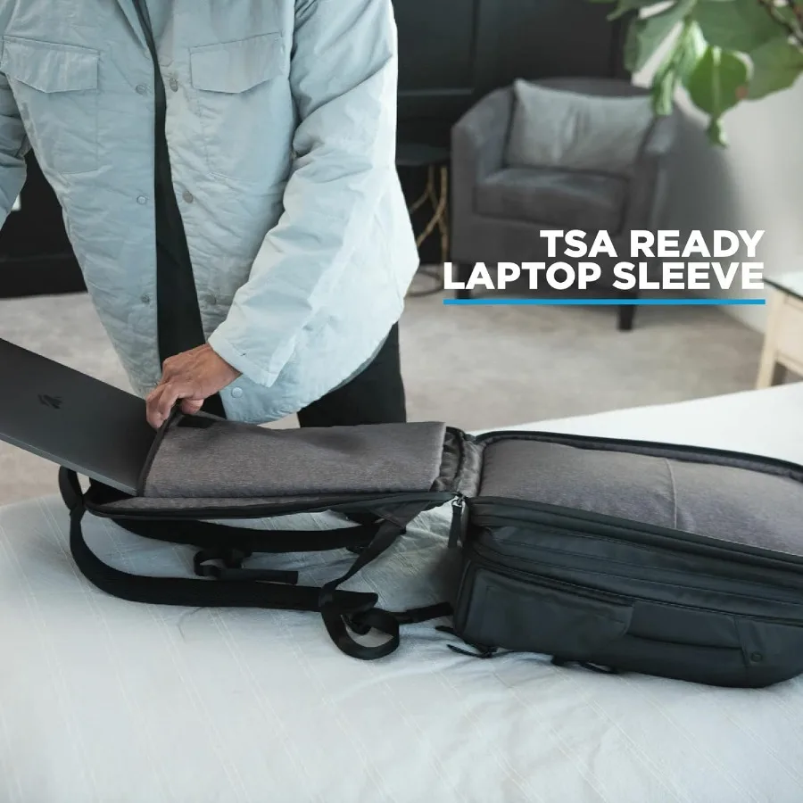 حزمة سفر NOMATIC سعة 14 لترًا - حقيبة كمبيوتر محمول مقاومة للماء - حقيبة ظهر جاهزة للتوسيع من TSA باللون الأسود