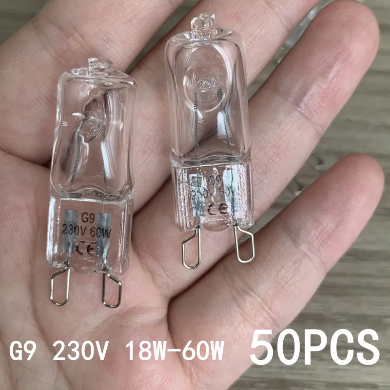 5/10/20/50PCS G9 230V 18W 25W 33W 40W 60W Eco Halogen Light Bulbs Inserted Beads Lamp LED Replacement Capsule For Ovens Fans