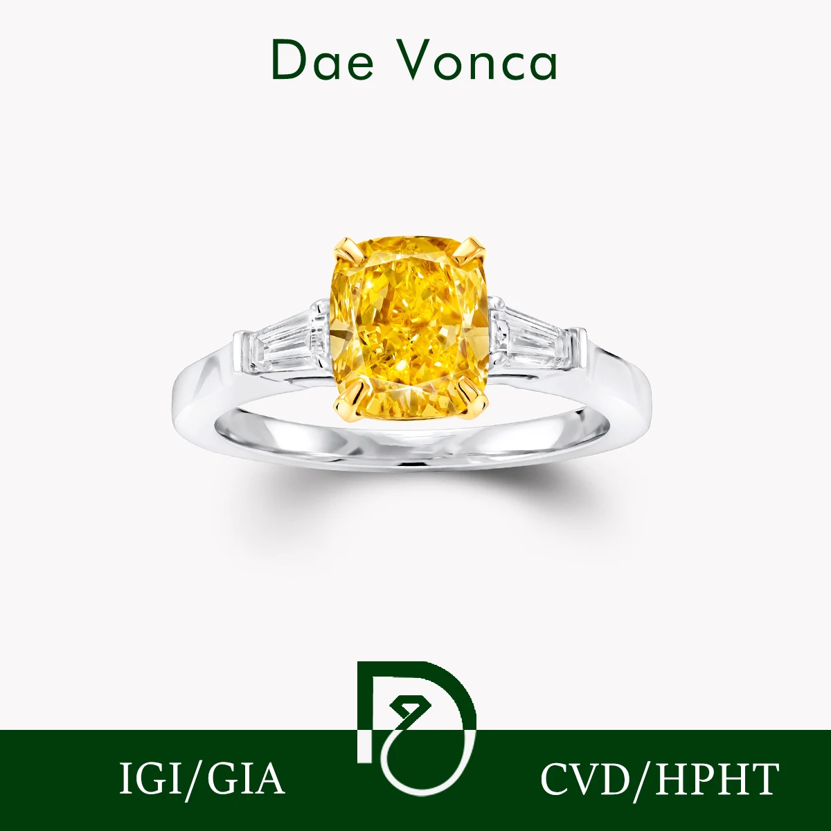 Exquisite 5ct Yellow Cushion Diamond Ring 18K White Gold Three-stones Style Lab Grown Diamond Ring For Women Jewelry