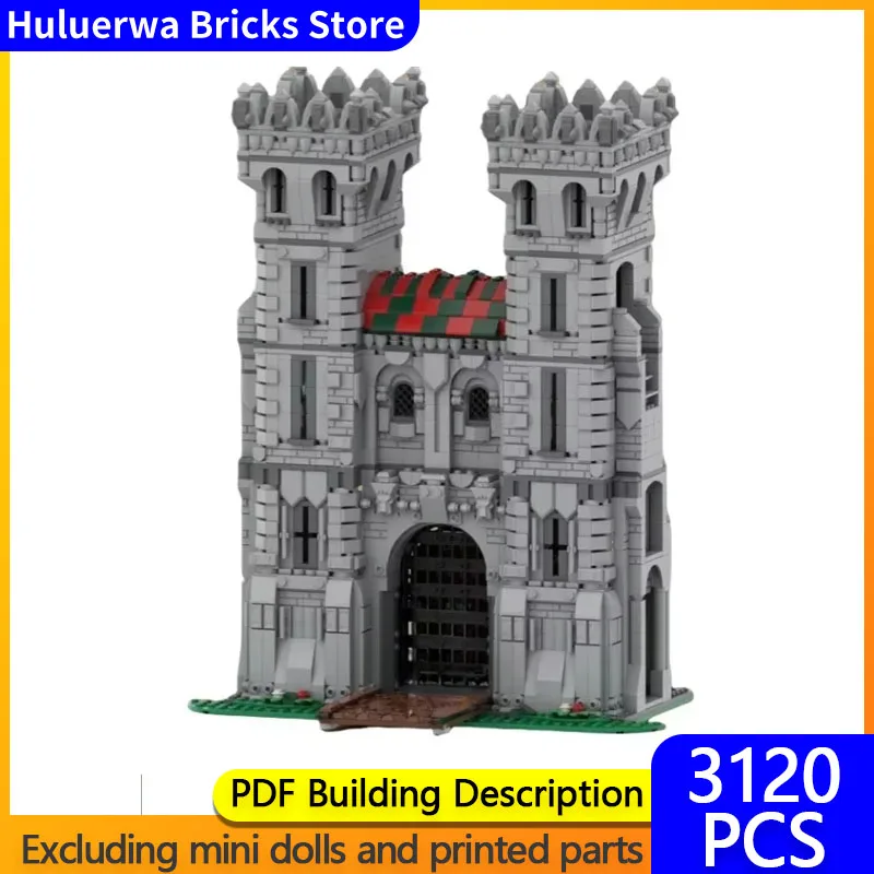 Medieval Castle Model MOC Building Bricks Red Castle Wall Gate Modular Technology Gifts Holiday Assemble Children Toys Suit