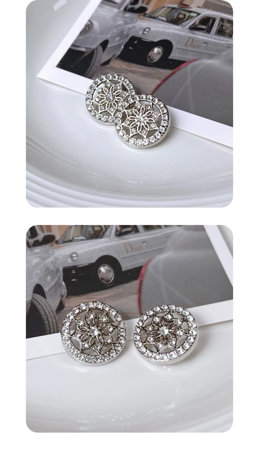 10 Stück Diamant eingelegte Blume Metallknöpfe Nähen Scrapbooking Kleidung Ledertasche DIY Handwerk Pullover Dekorativer Knopf 20MM – Detail 6