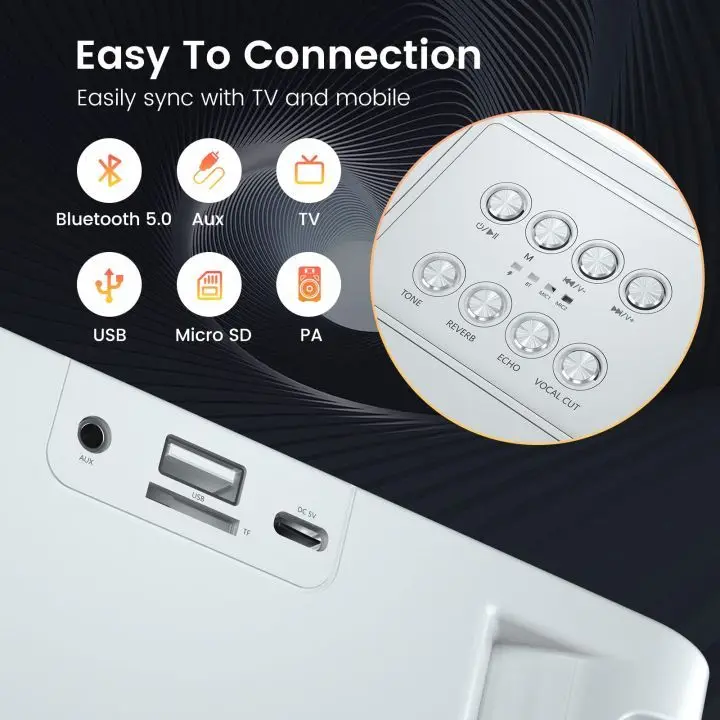 Portable Mini Karaoke Machine With 2 Microphone Party Home Ktv Outdoor Wireless Speaker for Kids view 3