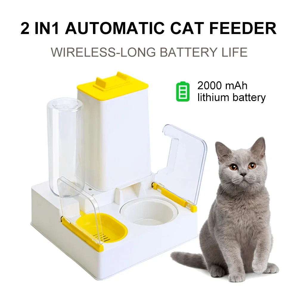 Automatic Cat Feeder Dog Pet 2 in 1 Cat Water and Food Feeder Dispenser Infrared Sensor Auto