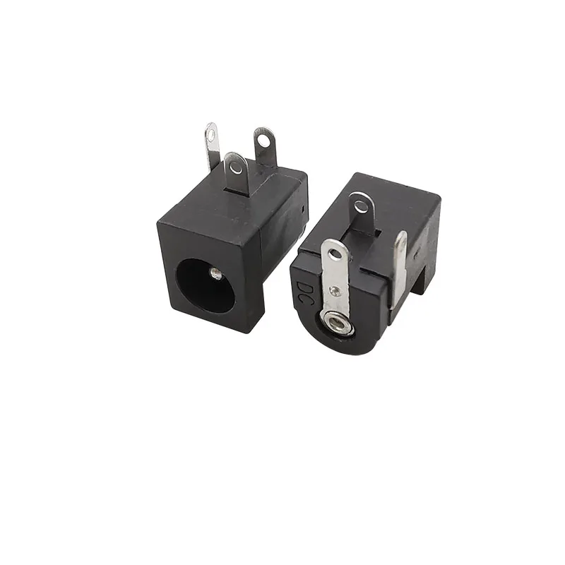 10 Uds DC-005 negro 5,5x2,1mm toma de corriente CC conectores hembra DC suministro tipo barril adaptador de Terminal de montaje PCB de ángulo recto