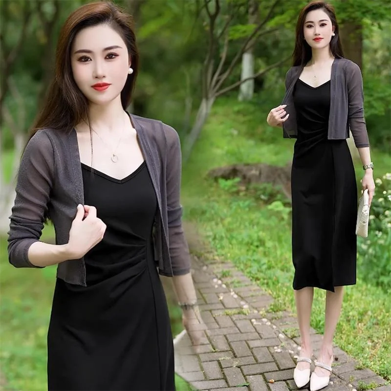 Nuovo 2025 Cappotto con scialle da donna Moda estiva Chiffon di seta ghiacciata Protezione solare Giacca corta dimagrante Top Cardigan Capispalla