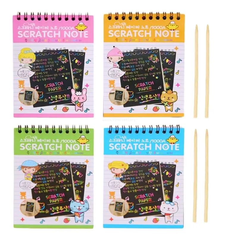 4 Pieces Rainbows Scratch Notes Black Scratch Offs Arts Crafts Magics Scratch Paper Scratch Arts Notes for Kids Dropship