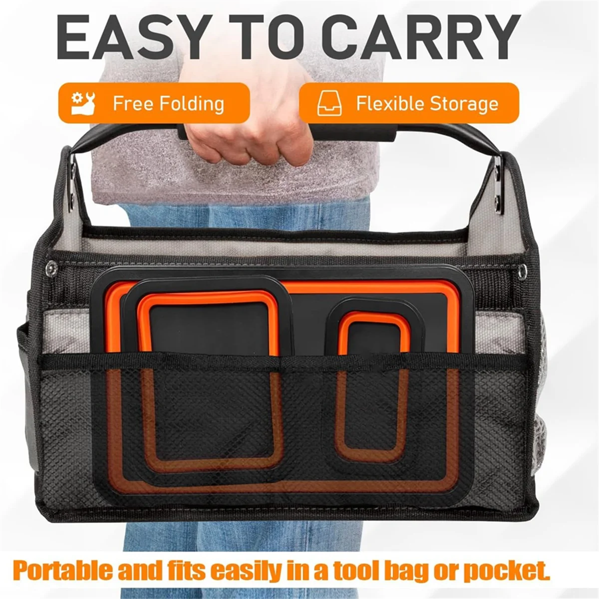 مجموعة صينية الأجزاء المغناطيسية، 3 صواني أدوات مغناطيسية من السيليكون قابلة للطي بحجم مختلف للبراغي والمسامير والمكسرات والأداة الميكانيكية