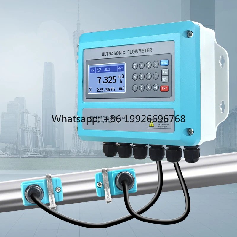 

High-precision Portable Ultrasonic Flowmeter Non-invasive 4~20mA RS485 Digital Liquid Water Flowmeter DN15 DN50