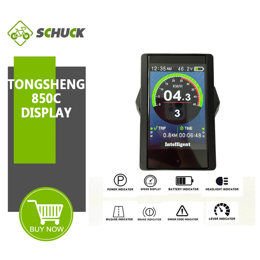 

Tongsheng 850C Ebike Display with Color LCD Screen and 6 Pin Waterproof Male Connector for 36V 48V TSDZ2 Motor Conversion Parts