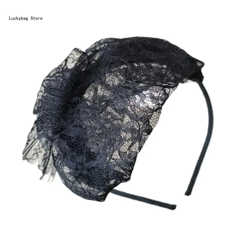 Aesthetic Bowknot Lace Headband for Women and Girl French Hairband Fascinator Hairhoop for Evening Dresses Hair Styling