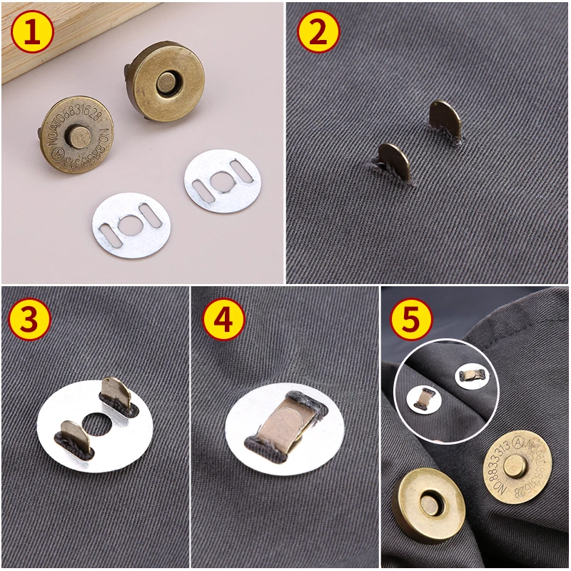 10Pcs/Pack 14-18MM Magnetic Snap Fasteners Clasps Buttons Handbag Purse Wallet Craft Bags Parts Accessories