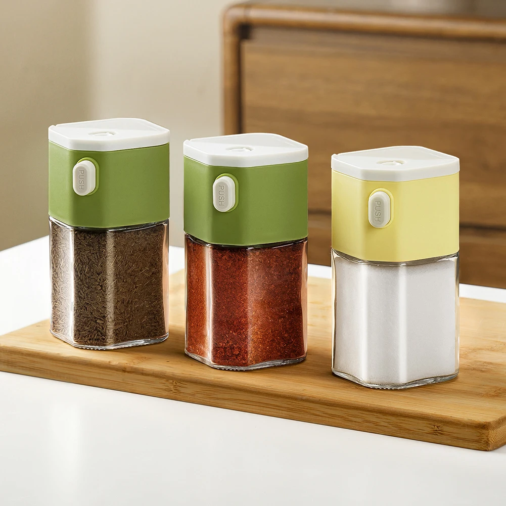 2 In 1 Glass Salt Shaker,200ml Moisture-Proof Dual Spout Seasoning Bottle,Handheld Precise Salt Dispenser,Glass Seasoning Bottle