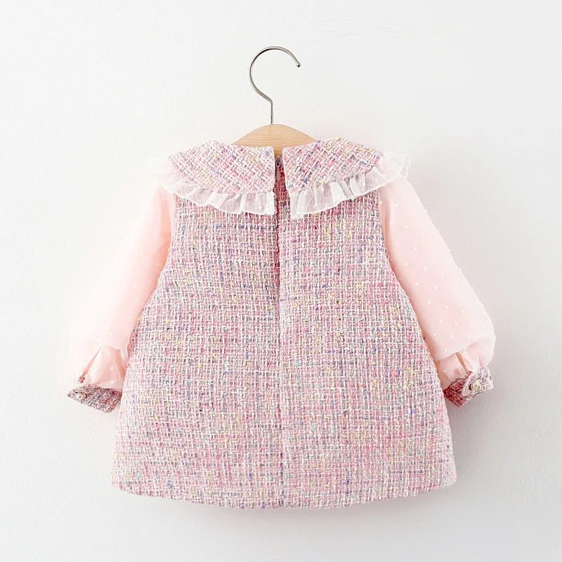 Baby Girls Princess Dress 2022 Korean-Style Patchwork Long Sleeve Lace Dress Baby Wedding Dress Infant Toddler Clothes for 0-24M