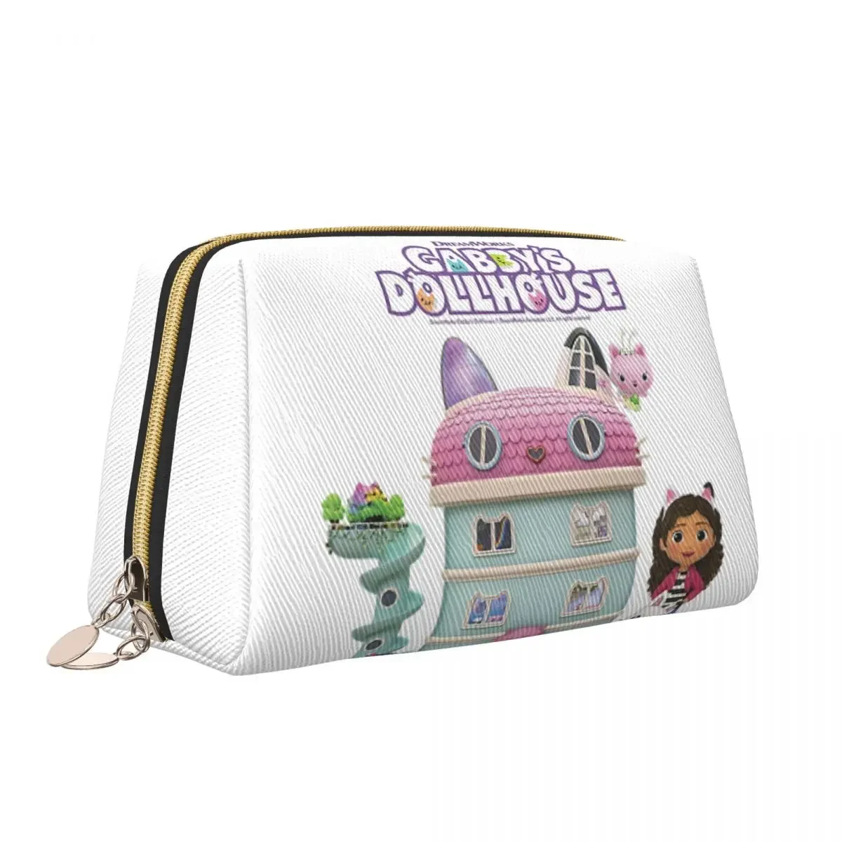 Custom Gabbys Dollhouse Animation Anime Logo Toiletry Bag Women Makeup Cosmetic Organizer Lady Beauty Storage Dopp Kit Box