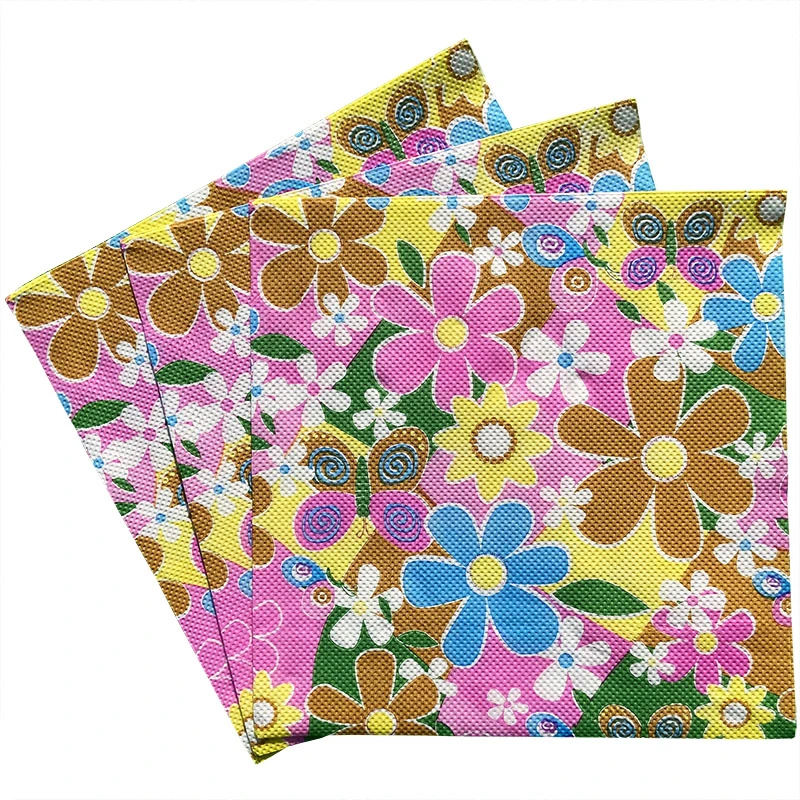 20pcs Vintage Flower Pattern Napkins Disposable Paper Towels Tissue for Wedding Birthday Party Decoration Festive Handkerchiefs