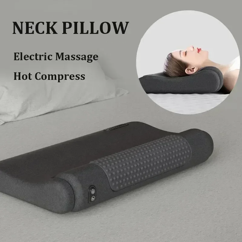 Aquecimento elétrico Pescoço Massageador Travesseiro, ergonômico, ortopédico, Memory Foam, USB, Hot Compress, Neck Spine aquecida, dormindo