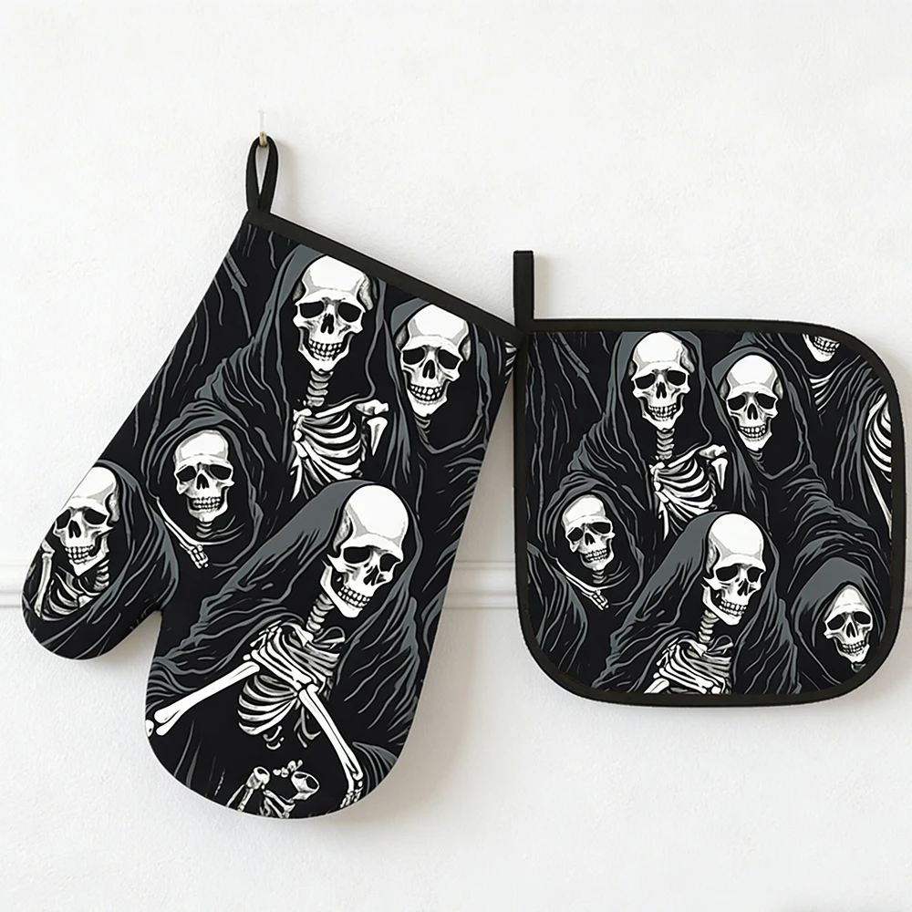 2/4pc Thickened Insulated Oven Mitts Art High-Temperature Gloves for BBQ Microwave Kitchen Baking - Durable Heat-Resistant Glove