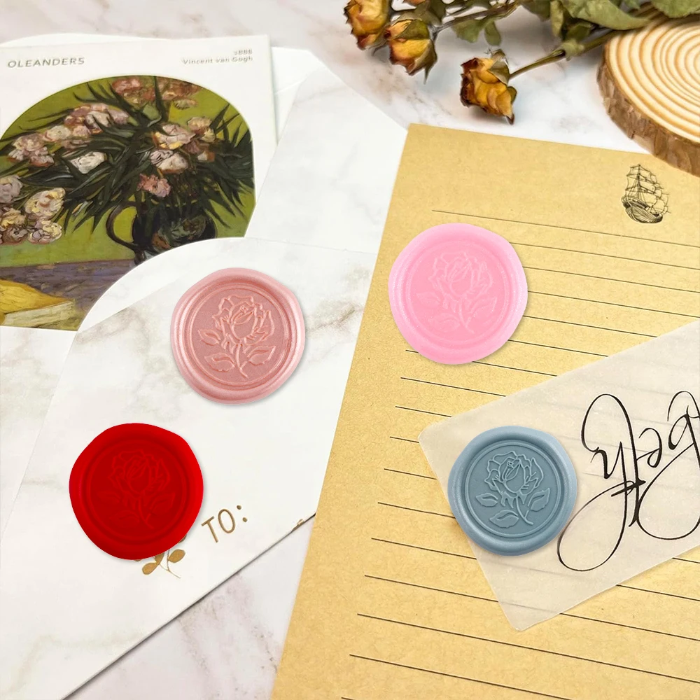 25Pcs Rose Style Wax Seal Stickers Handmade Envelope Seals Self Adhesive Wax Stickers for Wedding Party Invitations, Envelope