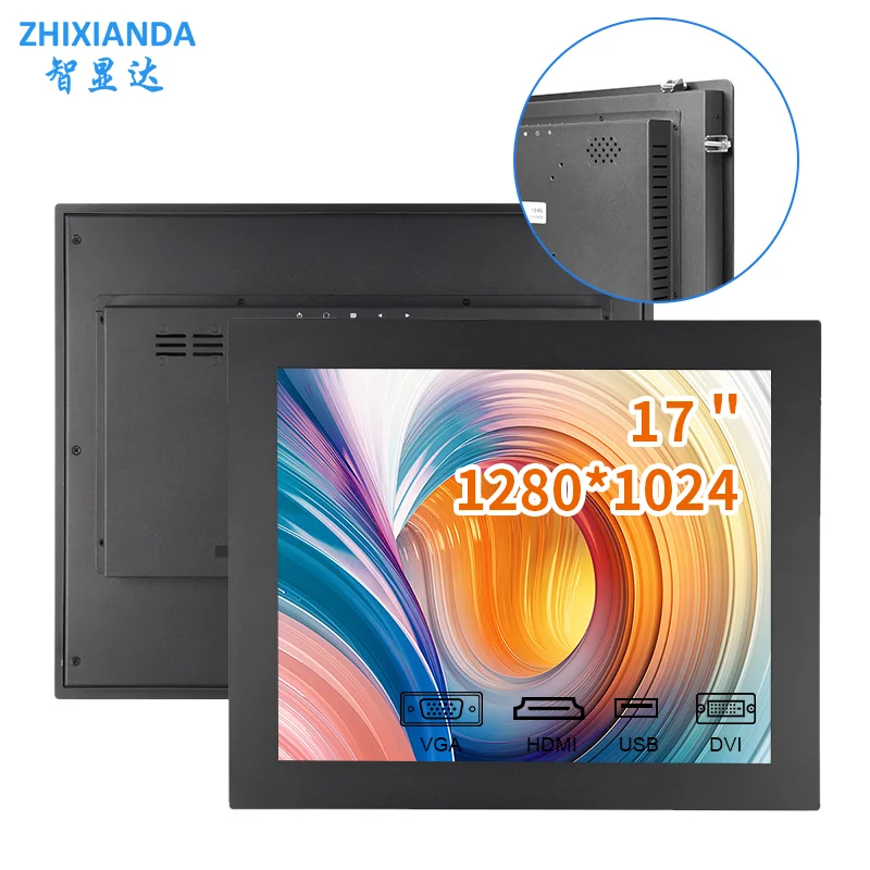 Panel Mount Monitor 17 Inch 1280*1024 Outdoor 1000 Nits Industrial Capacitive Touch Embedded Display  With HDMI VGA DVI USB