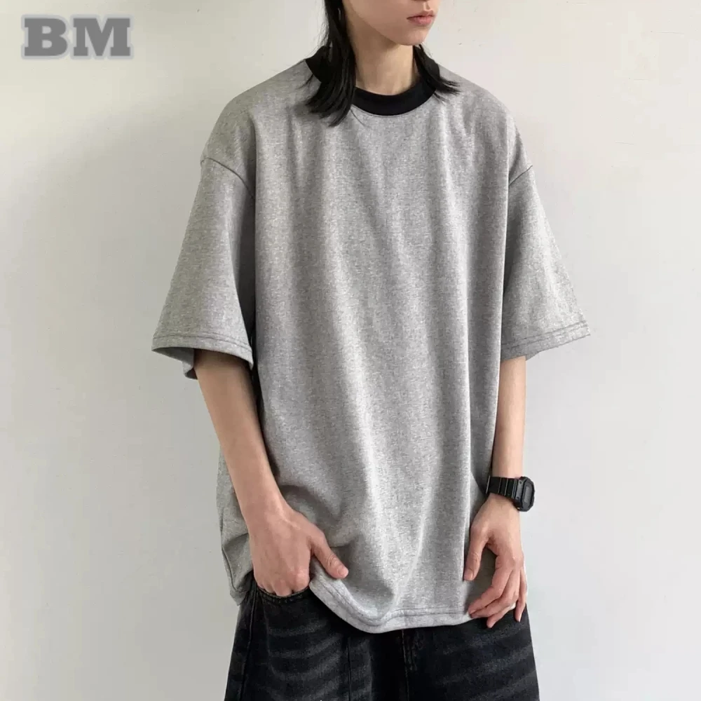 

‌Japanese Style Summer Unisex Round Neck Short Sleeve T Shirt Men Women Casual Loose Fit Trendy Top Simple Basic Oversize Tee