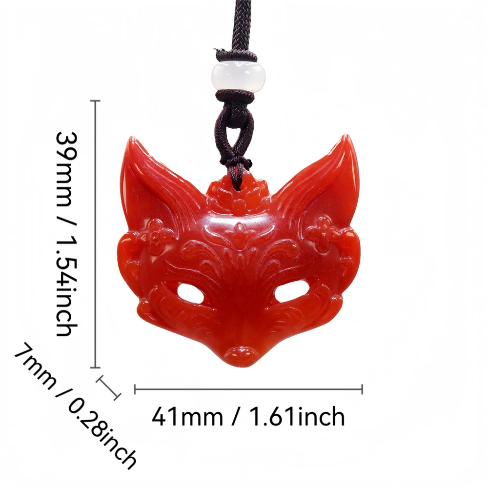 New Natural Real Emerald Jade Fox Mask Pendant Necklace Fashion Accessories Gemstones Chinese Talismans Carved Jewelry Amulet