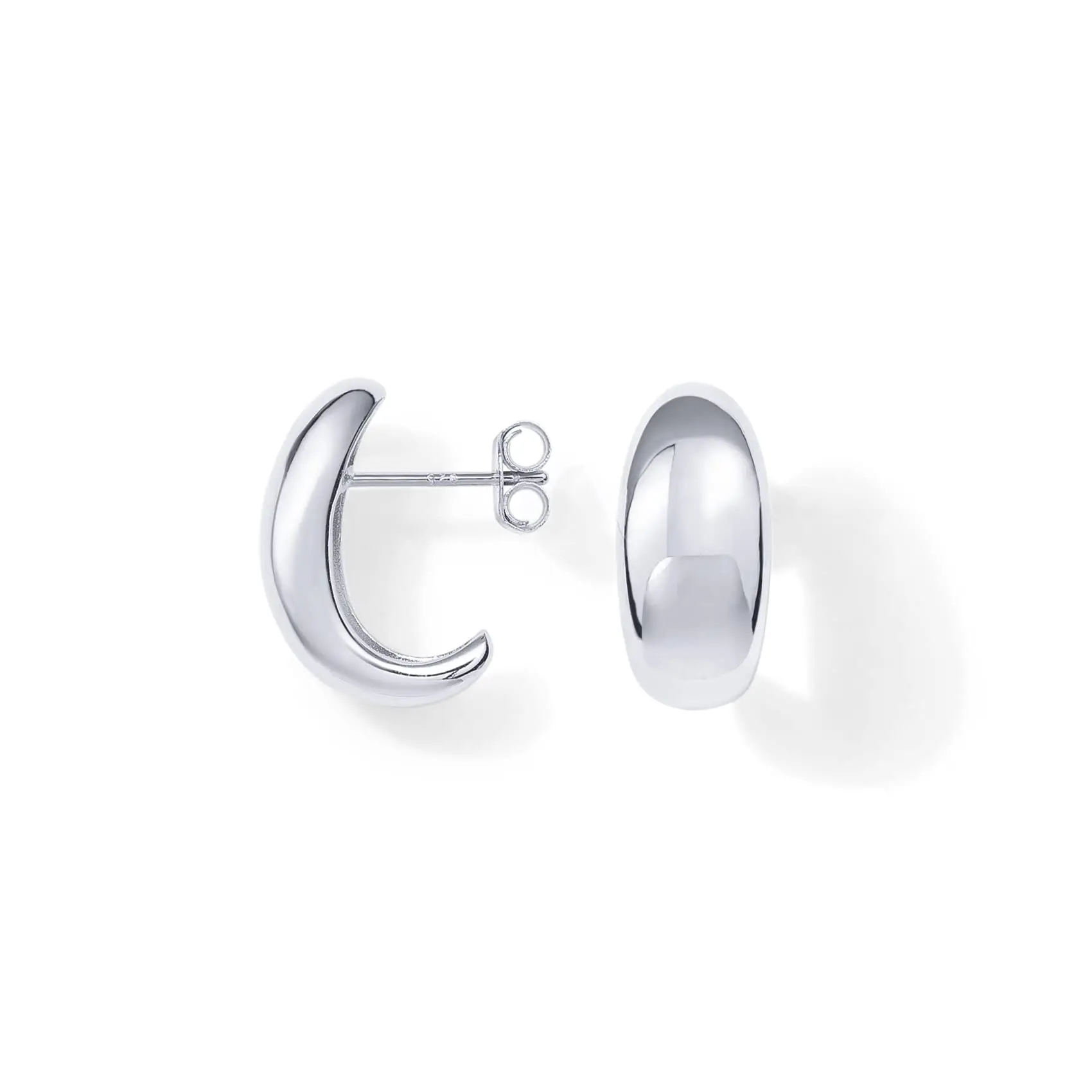 Shevalues New Gold Plated Sterling Silver Post Huggie Earrings Fashion Gold Dome Huggie Hoop Earrings for Women Popular jewelry