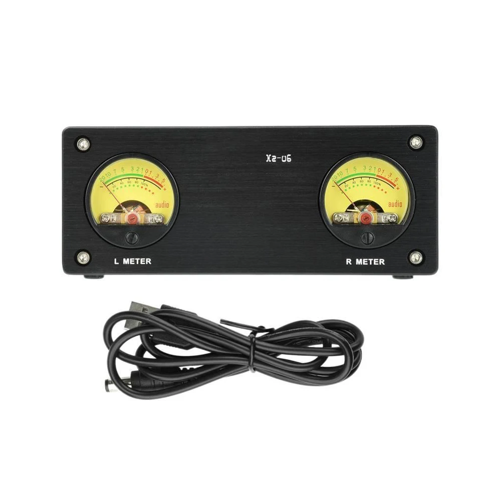 for Audio Device VU Signal Level Meter 5V 3.5mm/R-CA Interface Left Right Channel Audio Independent Display Potentiometer Adjust
