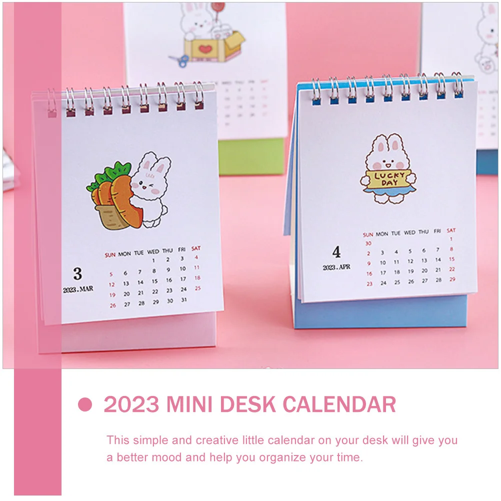 1 st Mini Desktop Kalender 2023 Papier Eenvoudige Creatieve Organizer Voor Office Home School Staande Driehoekige Basis Klein