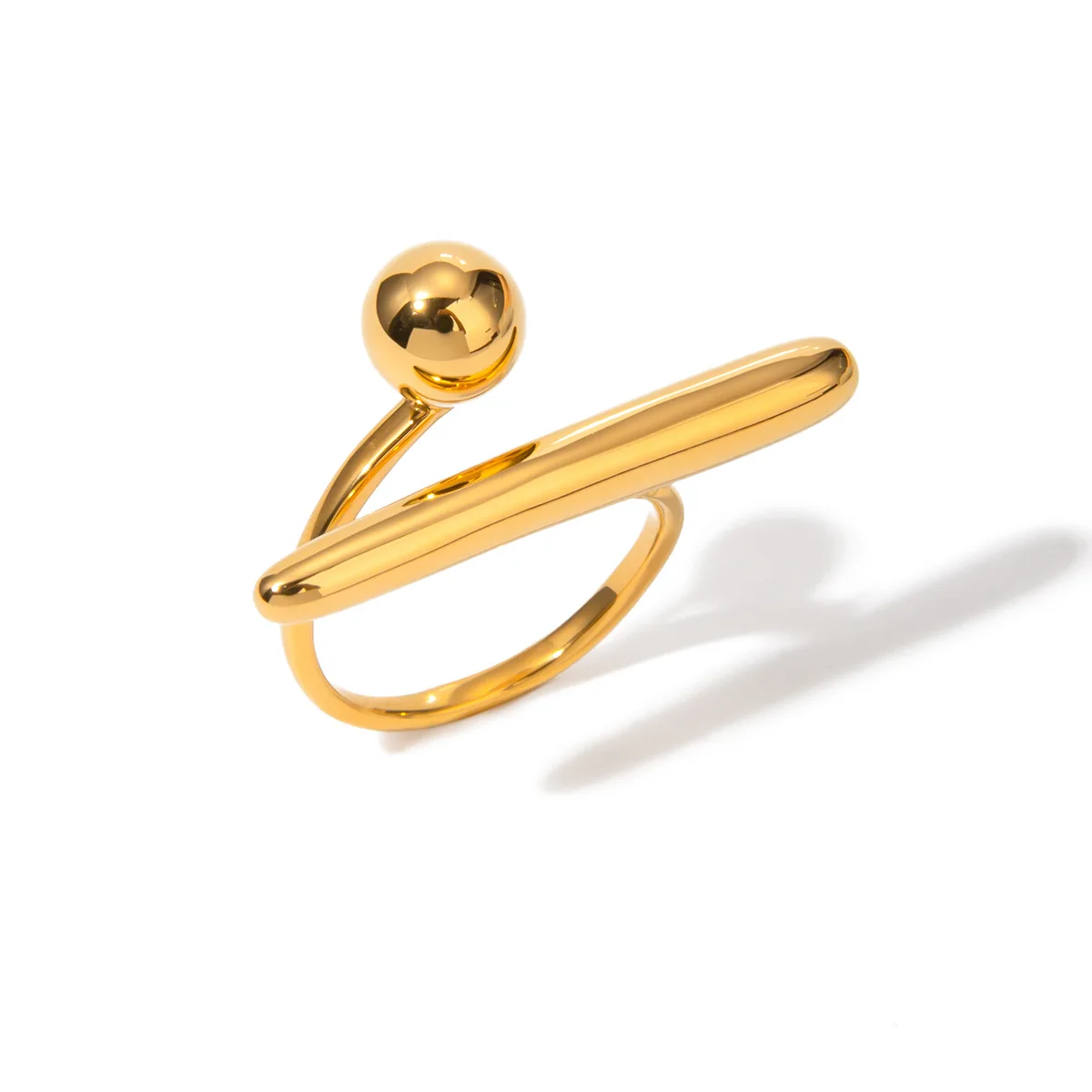 

Stainless Steel PVD 18K Gold Plated Tarnish Waterproof Ball Rings For Woman Jewelry Wholesale INS