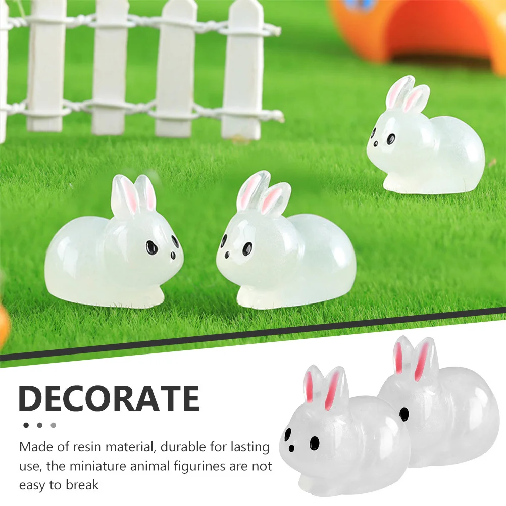 

20Pcs Mini Glowing Rabbits Resin Animals Tiny Figurines for Home Garden Decor Mini Resin Animals Cartoon Rabbit Figurines