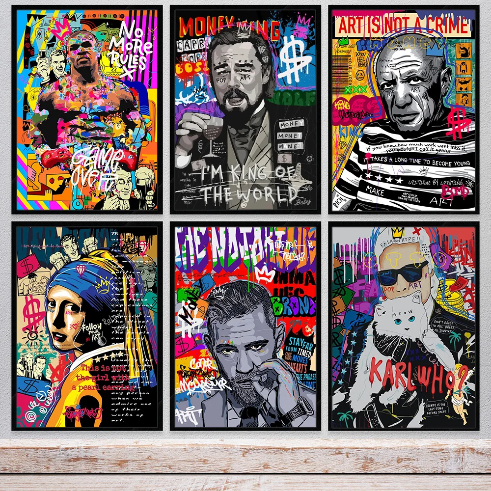 Graffiti Pop Canvas Painting Street Wall Art Abstract Fun Posters And Prints Profesor Fighter King Of The World Home Decor Mural