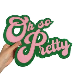 Oh So Pretty Twill Stitch Iron on Patch for Clothing Pink and Green Alpha Kappa Alpha Sorority Patch, Gift for Girls