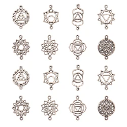 80pcs 8 Styles Tibetan Flower Charms Alloy Hollow Flower Charms Chakra Connector Charms for Jewelry Making Bracelets Bulk