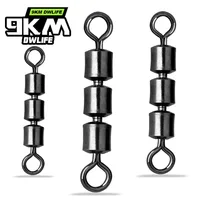 3 giratorios de rodillos 15 ~ 60 uds barril de pesca giratorios de alta velocidad Triple rodamiento Siwvels accesorios de pesca de acero inoxidable