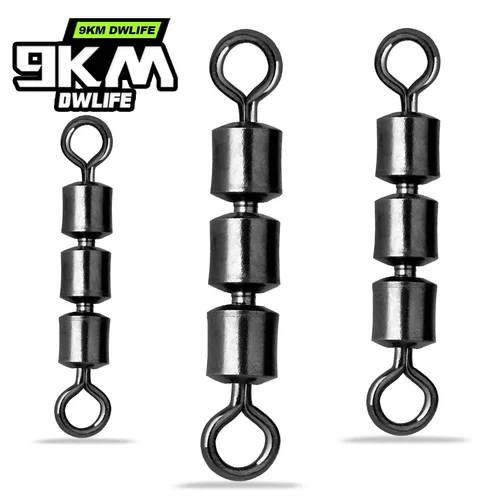 Imagen 1 del producto 3 giratorios de rodillos 15 ~ 60 uds barril de pesca giratorios de alta velocidad Triple rodamiento Siwvels accesorios de pesca de acero inoxidable