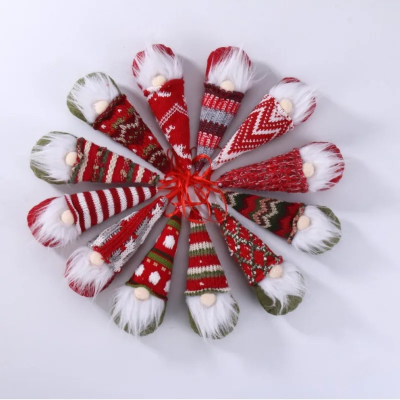 20Pcs Knitted Yarn Forest Elder Faceless Doll Pendant, Christmas Tree Hanging Ornament, Holiday Home & Party Decoration