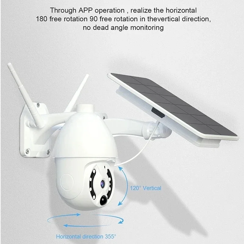 HONTUSEC 4G Sim Card Solar PTZ IP Camera 4MP Motion Detection PIR Solar Wifi Camera Outdoor Two Way Audio Color Night Vision