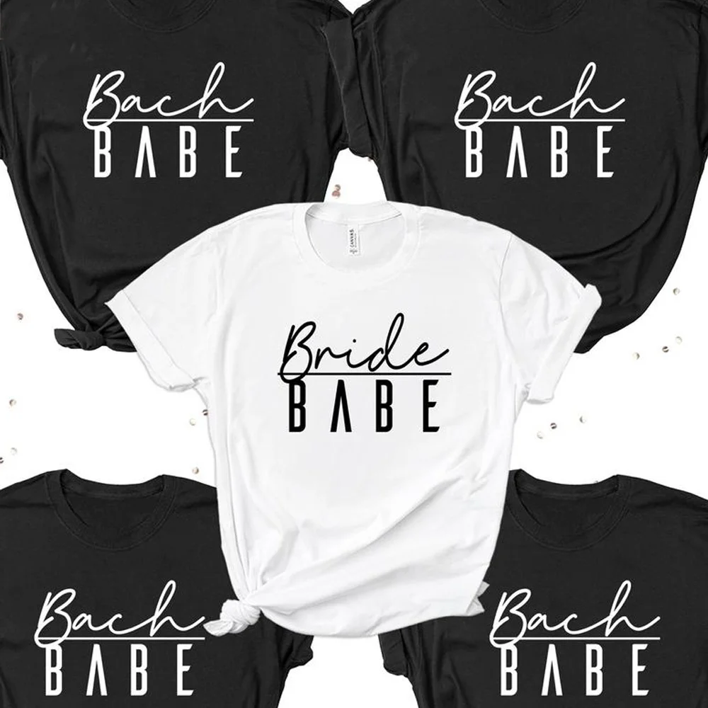 

Bride Bach Babe Fashion T Shirt Women Aesthetic Bachelorette Party Bridesmaid Tops Streetwear Funny T-shirt W9DM