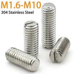1/2/5/10pcs M1.6 M2 M2.5 M3 M4 M5 M6 M8 M10 304 Stainless Steel Slotted Set Screws Flat Point for Precision Adjustment Locking