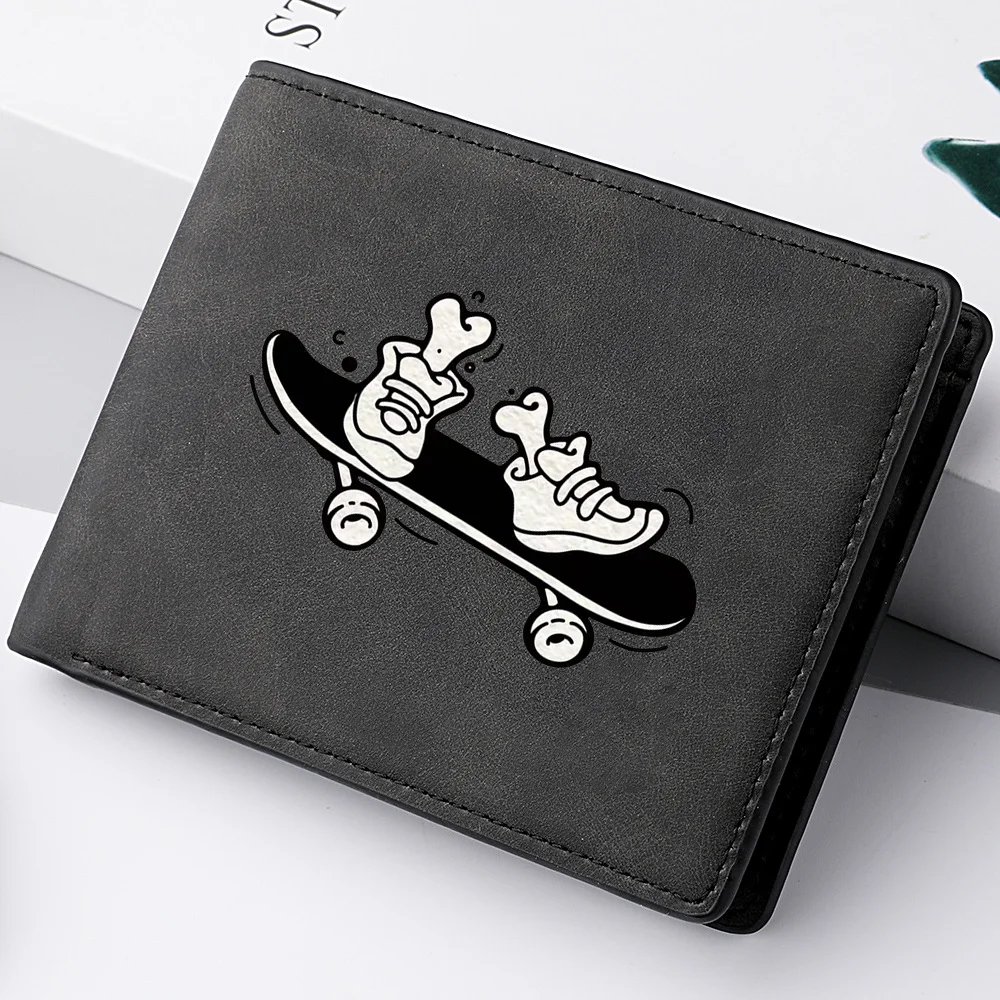New Men's Premium Skateboard Shoes Pattern Wallet - Large Capacity with Multiple Card Slots - Foldable Wallet for Men