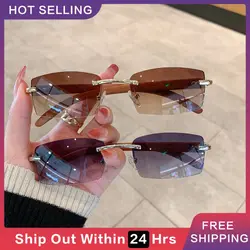 Frameless Travel Sunglasses Fashion Blue Pink Gold Metal Shades Gafas De Sol Polarized Frameless Sunglasses Uv Protection Uv400