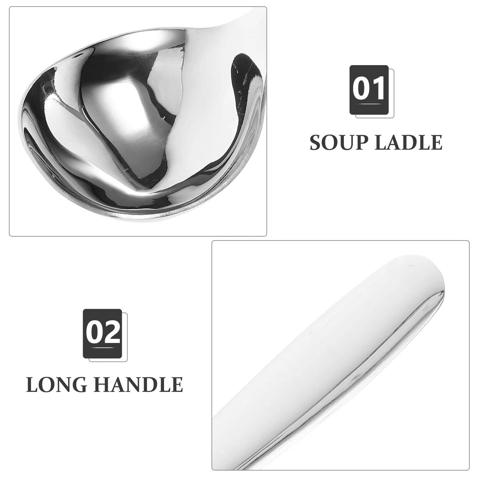 

304 Stainless Steel Soup Spoon Large Deep Round Hot Pot Spoon Long Handle Kitchen Cutlery Thickened Kitchen Cutlery