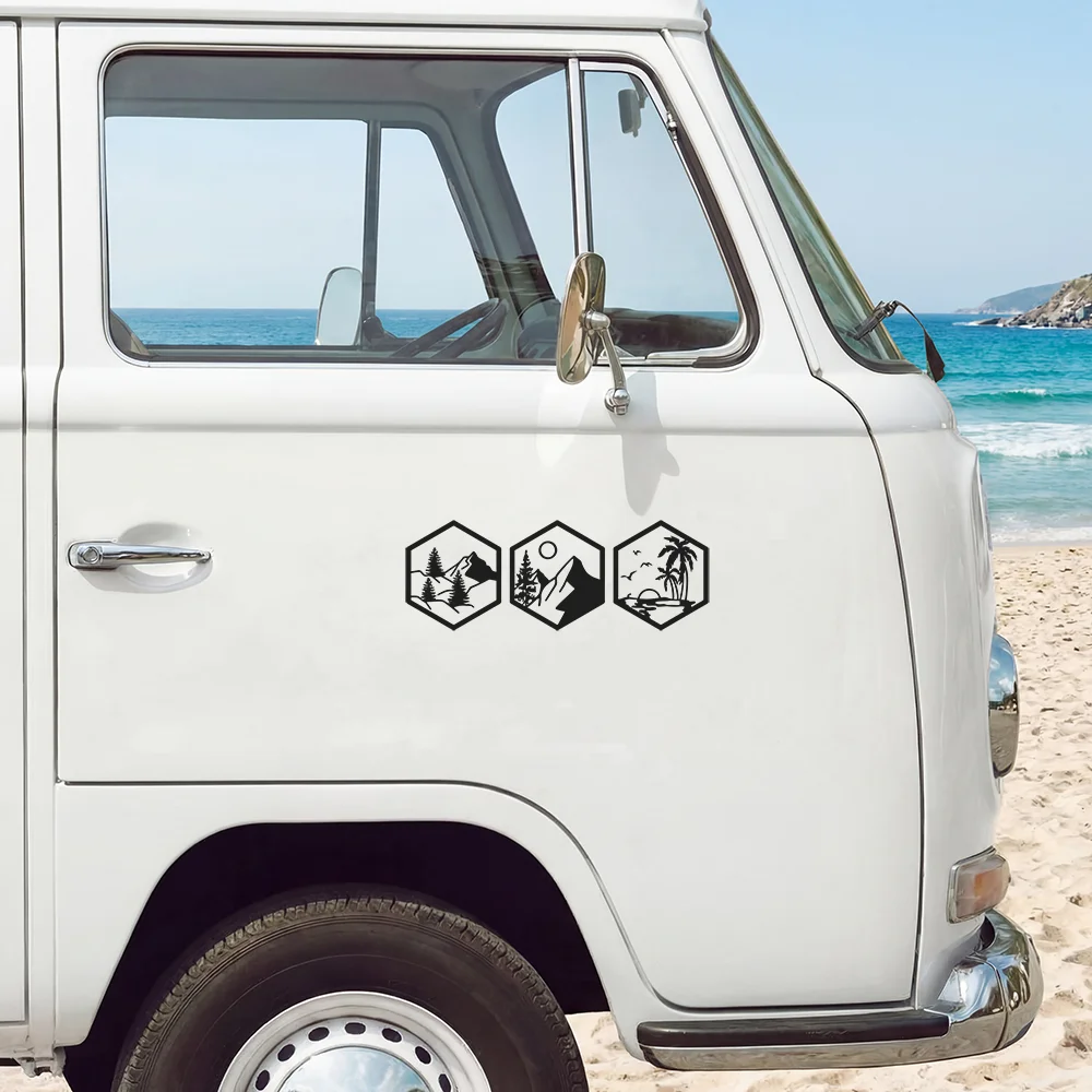 Mountain Tree Sun Camper Aufkleber Vans Türdekor SUV Vinyl Aufkleber Dekoration Zubehör